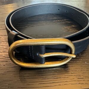 Treasure & Bond Oval Buckle Jean Fit Leather Belt Black Women's L